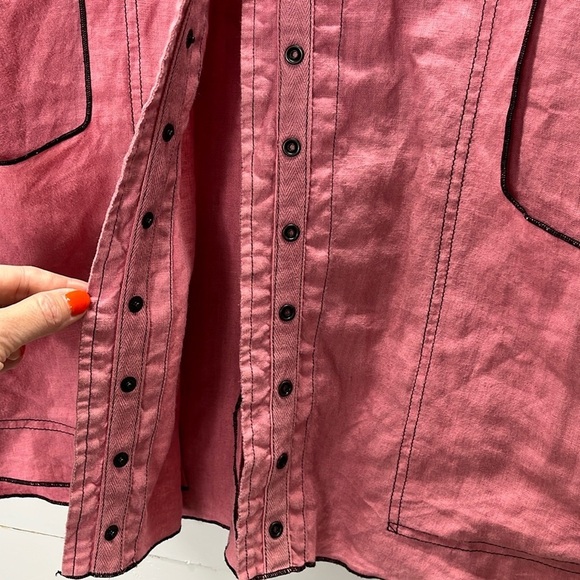 Cynthia Ashby Woman’s 100% Linen Lagenlook Art to Wear Button Down Shirt Size M - Picture 2 of 7